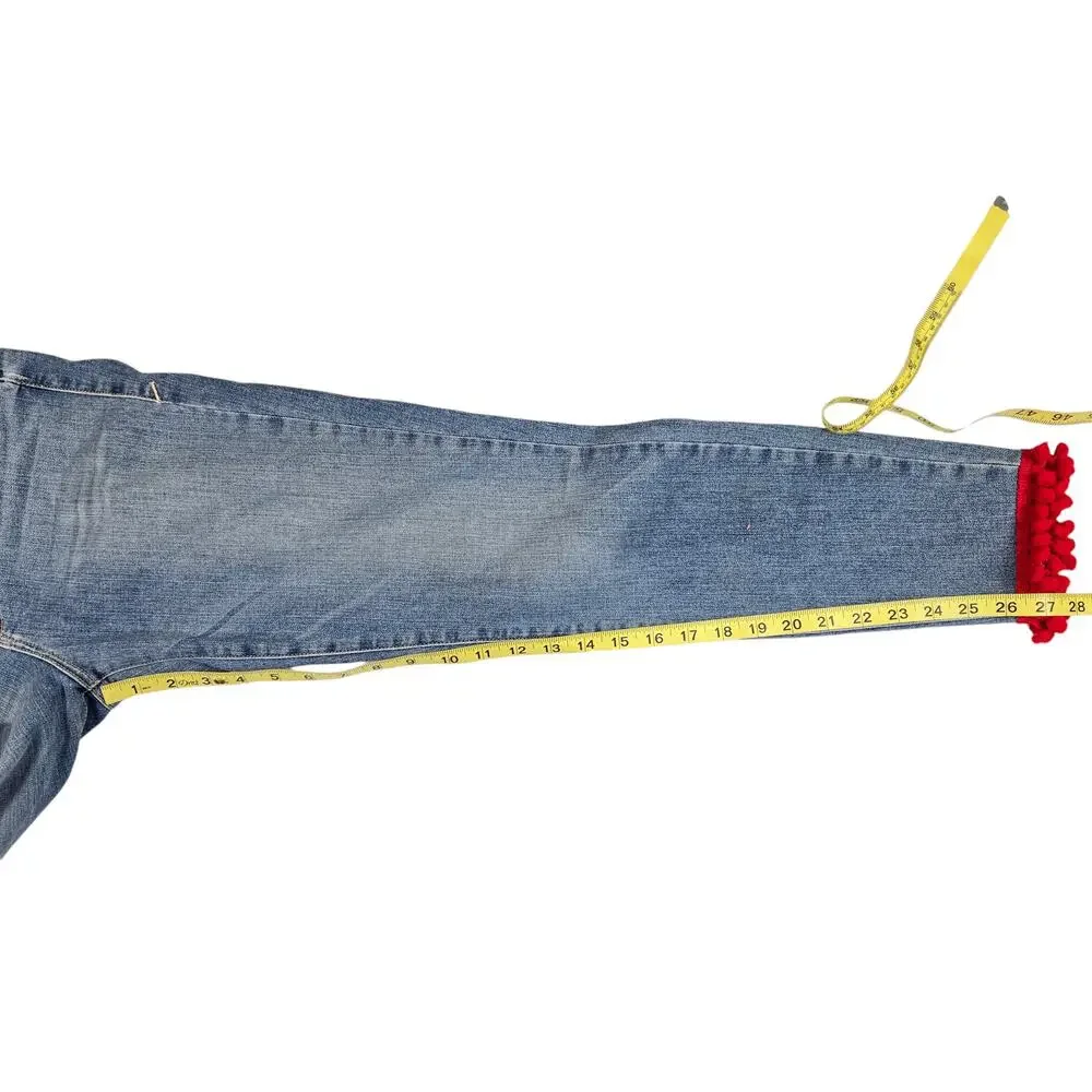 Good American Good Legs High Rise Pom Pom Skinny Jeans Size 27 4 Blue